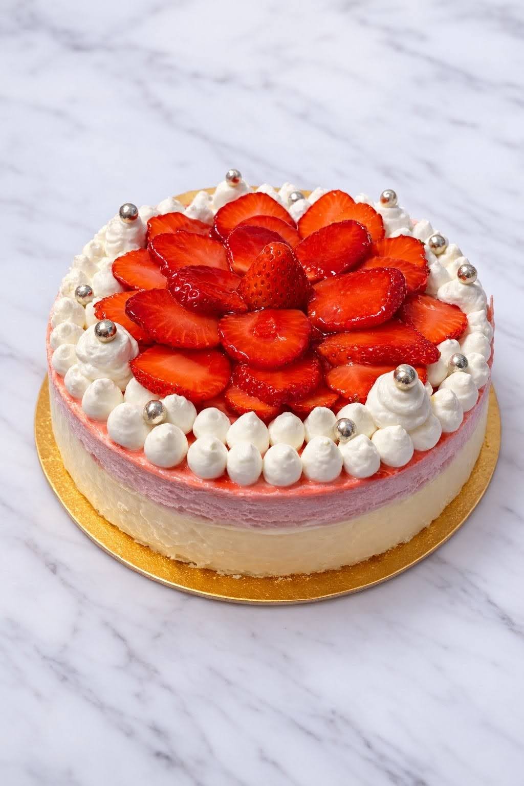 Entremets aux fraises et chantilly